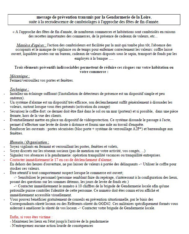 message gendarmerie dec 2023